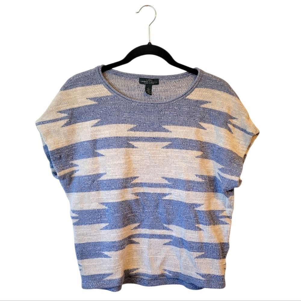 Ralph Lauren Blue and Cream Crew Neck Sweater